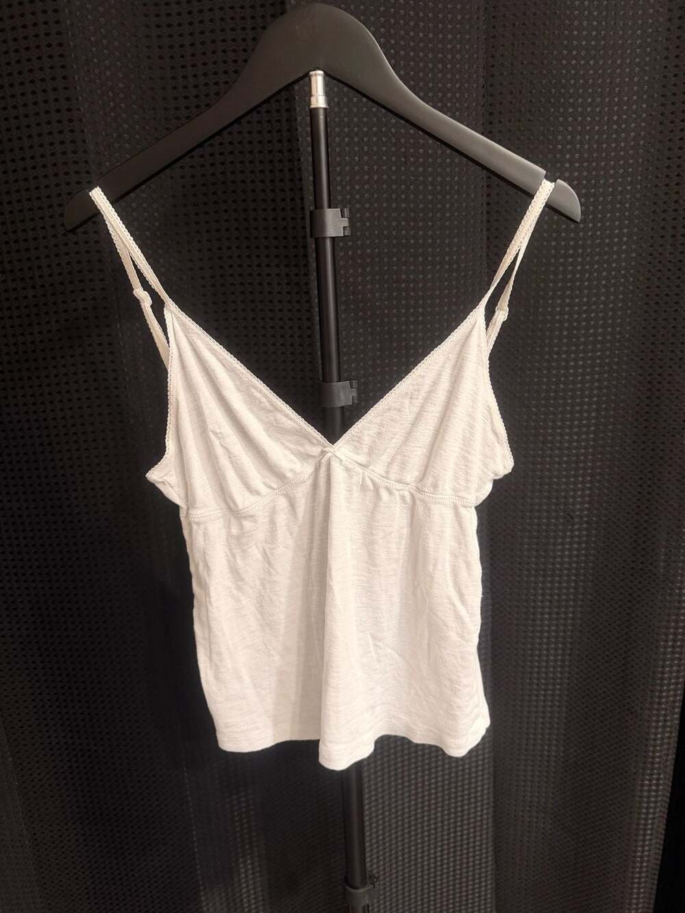 Brandy Melville White Babydoll Tank Top with Lace Trim